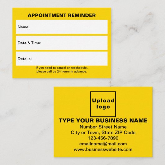 Business Yellow Appointation Card Afsprakenkaartje (Voorkant / Achterkant)