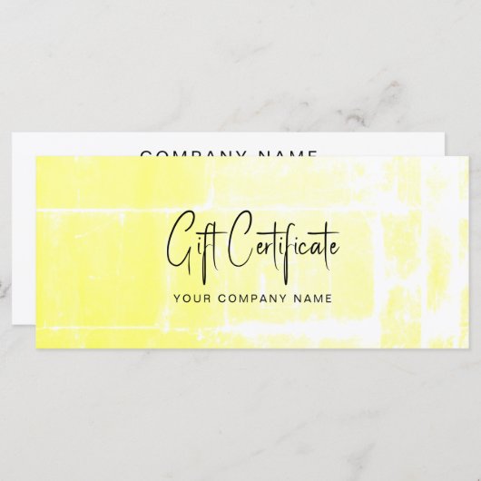 Business Yellow Artistic Gift Certificate (Voorkant / Achterkant)