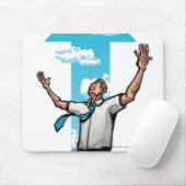 Businessman knielen, pijltje op de achtergrond muismat (Met muis)