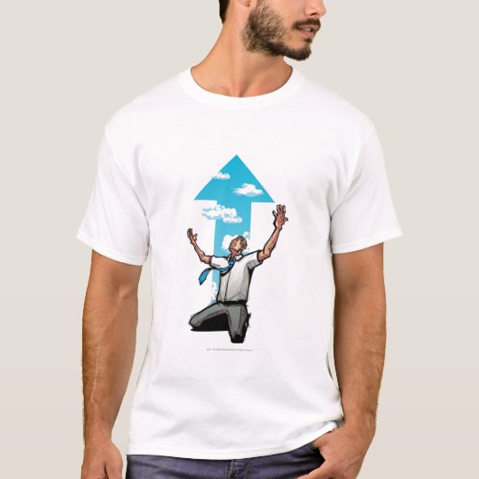 Businessman knielen, pijltje op de achtergrond t-shirt (Voorkant)