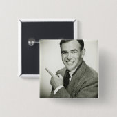 Businessman Pointing Vierkante Button 5,1 Cm (Voorkant /achterkant)