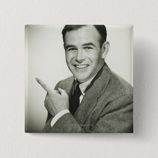 Businessman Pointing Vierkante Button 5,1 Cm (Voorkant)