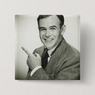 Businessman Pointing Vierkante Button 5,1 Cm