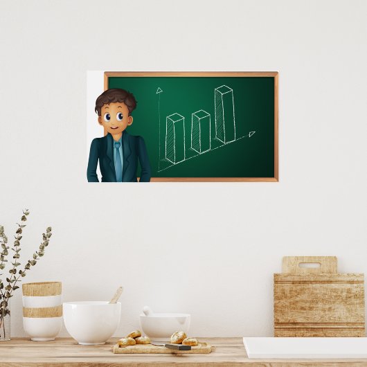 Businessman Presenting Growth Bar Chart Poster (Keuken)