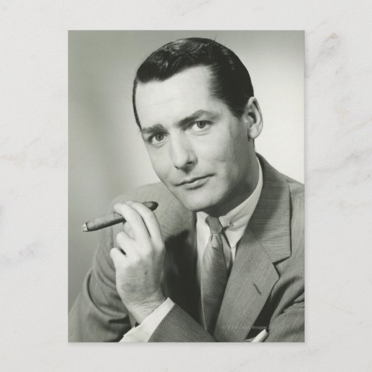 Businessman Smoking Cigar Briefkaart (Voorkant)