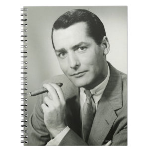 Businessman Smoking Cigar Notitieboek