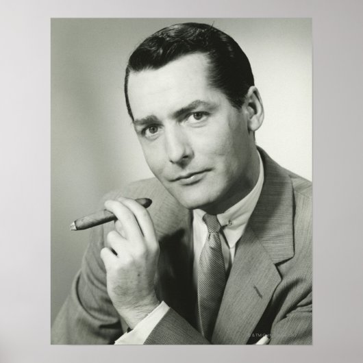 Businessman Smoking Cigar Poster (Voorkant)