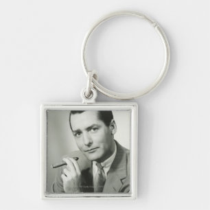 Businessman Smoking Cigar Sleutelhanger