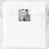Businessman Smoking Cigar Vierkante Sticker (Tas)