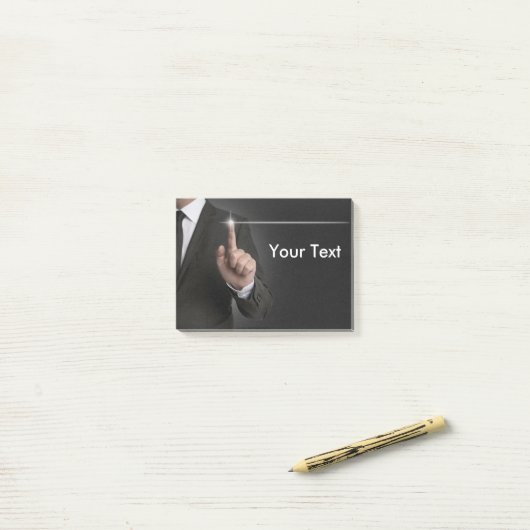 Businessman touchscreen anthracite concept post-it® notes (Op bureau)