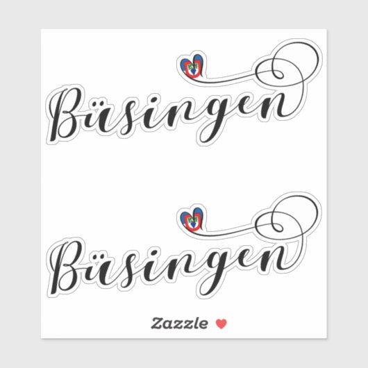 Büsingen Flag Heart, Büsingen am Hochrhein Sticker (Vel)