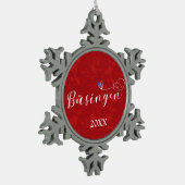 Büsingen Flag Heart, Büsingen am Hochrhein Tin Sneeuwvlok Ornament (Links)