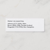 Buskaart - Genalogisch onderzoek Mini Visitekaartje (Achterkant)