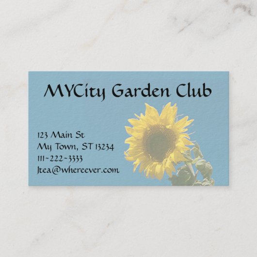 Buskaart - Zonnebloem Visitekaartje (Voorkant)