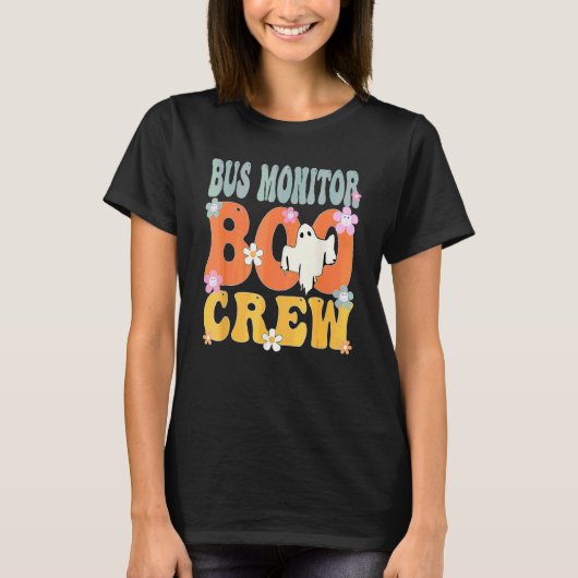 Busmonitor Boo-bemanning Spook Retro Groovy Hallow T-shirt (Voorkant)