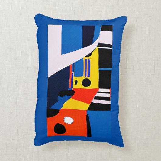 Bussen en auto's in primaire kleuren accent kussen (Achterkant (Verticaal))