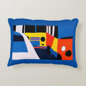 Bussen en auto's in primaire kleuren accent kussen (Achterkant)