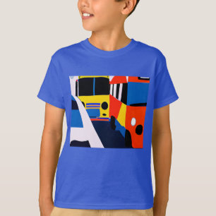 Bussen en auto's in Primary Colors Kind T-shirt