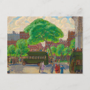 Bussen op het plein door John Sloan Briefkaart