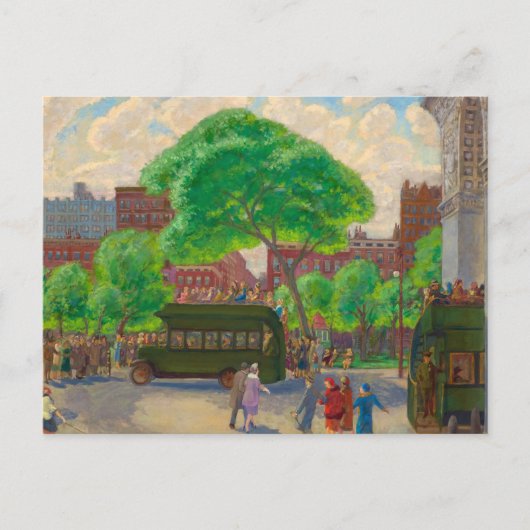 Bussen op het plein door John Sloan Briefkaart (Voorkant)