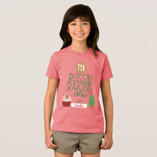 Bussin Baking Crew (met naam) Kerstmis Tri-Blend Shirt (Voorkant volledig)