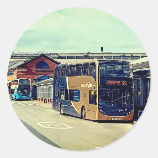 Busstation Ronde Sticker (Voorkant)