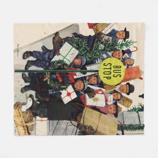 Busstop voor Kerstmis Fleece Deken (Voorkant (Horizontaal))