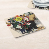 Busstop voor Kerstmis Kartonnen Onderzetters (Schuin)