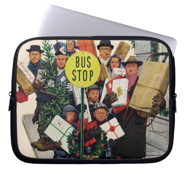 Busstop voor Kerstmis Laptop Sleeve (Voorkant)