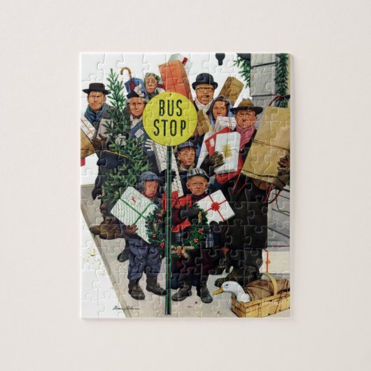 Busstop voor Kerstmis Legpuzzel (Verticaal)