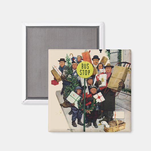 Busstop voor Kerstmis Magneet (Voorkant / Achterkant)