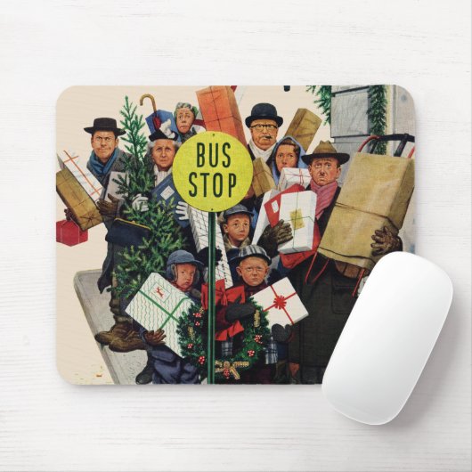 Busstop voor Kerstmis Muismat (Met muis)