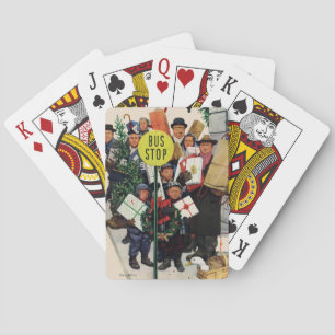 Busstop voor Kerstmis Pokerkaarten