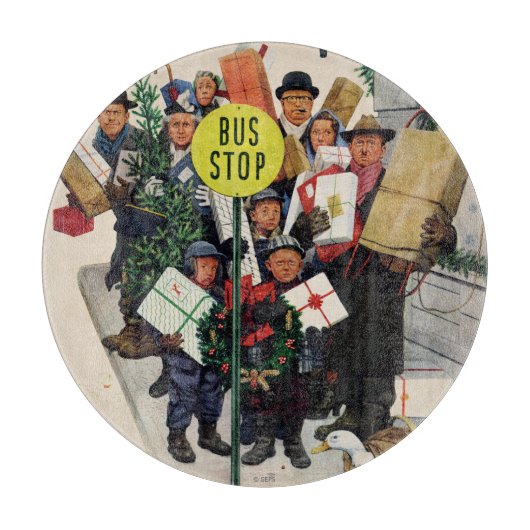 Busstop voor Kerstmis Snijplank (Voorkant)