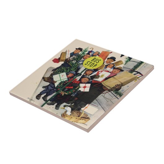 Busstop voor Kerstmis Tegeltje (Zijkant)