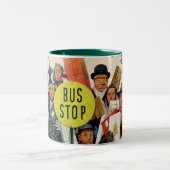 Busstop voor Kerstmis Tweekleurige Koffiemok (Center)