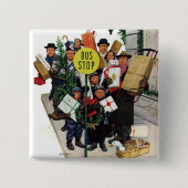 Busstop voor Kerstmis Vierkante Button 5,1 Cm (Voorkant)