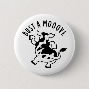 Bust A Mooove Funny Koe Pun Ronde Button 5,7 Cm