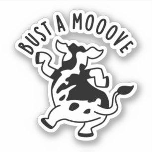 Bust A Mooove Funny Koe Pun Sticker