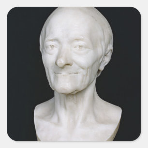 Bust of Voltaire zonder zijn pruik, 1778 Vierkante Sticker