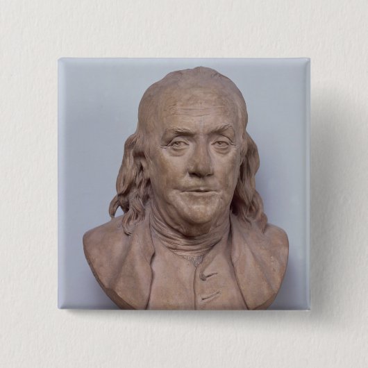 Bust van Benjamin Franklin 1778 Vierkante Button 5,1 Cm (Voorkant)