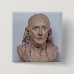 Bust van Benjamin Franklin 1778 Vierkante Button 5,1 Cm