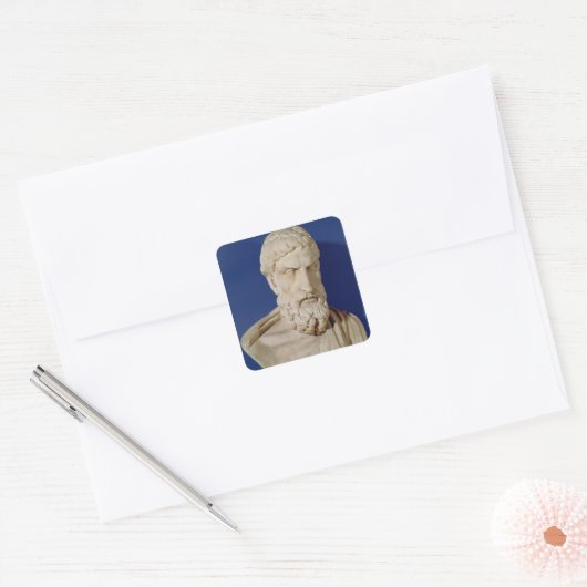Bust van Epicurus Vierkante Sticker (Envelop)