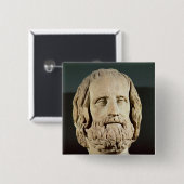 Bust van Euripides Vierkante Button 5,1 Cm (Voorkant /achterkant)