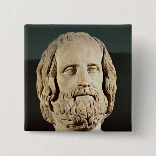 Bust van Euripides Vierkante Button 5,1 Cm (Voorkant)