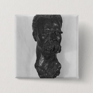 Bust van Friedrich Nietzsche German Vierkante Button 5,1 Cm