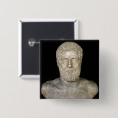 Bust van Hercules Vierkante Button 5,1 Cm (Voorkant /achterkant)