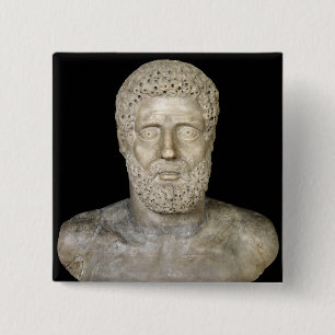 Bust van Hercules Vierkante Button 5,1 Cm