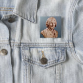 Bust van Jean-Jacques Rousseau Vierkante Button 5,1 Cm (In situ)