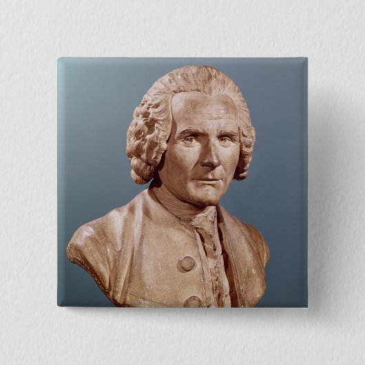 Bust van Jean-Jacques Rousseau Vierkante Button 5,1 Cm (Voorkant)